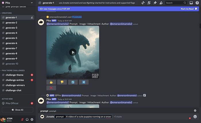 Pika Labs Discord页面