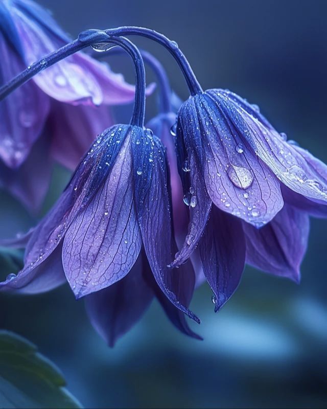 清晨,露珠,紫色,花朵,特写